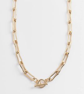 Accessorize Accessorize Z collection molten link t-bar necklace in 14kt gold plated