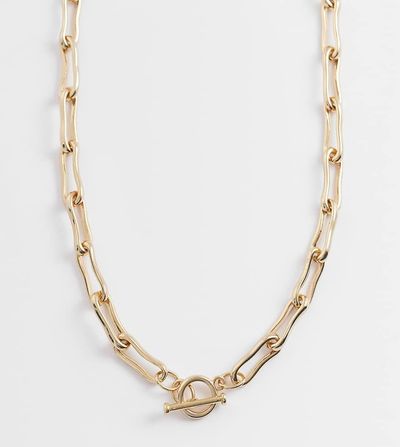 Accessorize Accessorize Z collection molten link t-bar necklace in 14kt gold plated