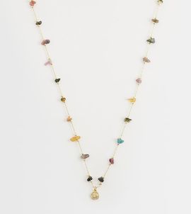 Accessorize Accessorize Z collection multi stationed stone necklace in 14kt gold plated