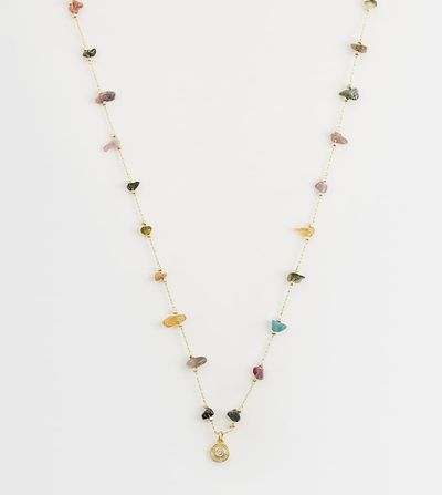 Accessorize Accessorize Z collection multi stationed stone necklace in 14kt gold plated