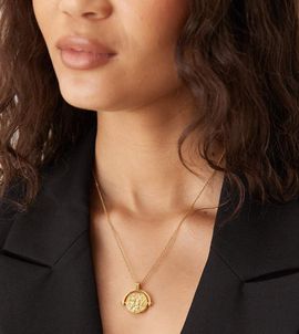 Accessorize Accessorize Z faux coin spinner pendant necklace in 14k gold plated