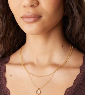 Accessorize Accessorize Z layered clear faux quartz necklace in 14k gold plated