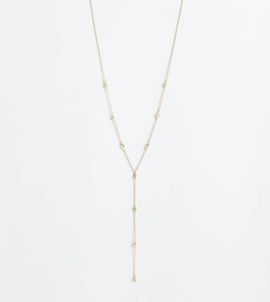 Accessorize Accessorize Z sparkle lariat chain necklace in 14k gold plated