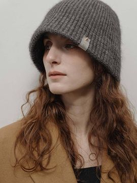 ACCLET Fur Wool Pattern Brim Beanie Hat [Grey] (H043GR)