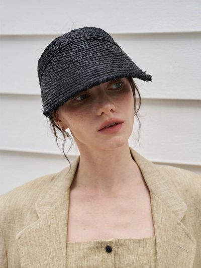 ACCLET Natural Rattan Braid Sun Visor (SV045BK) [Black]