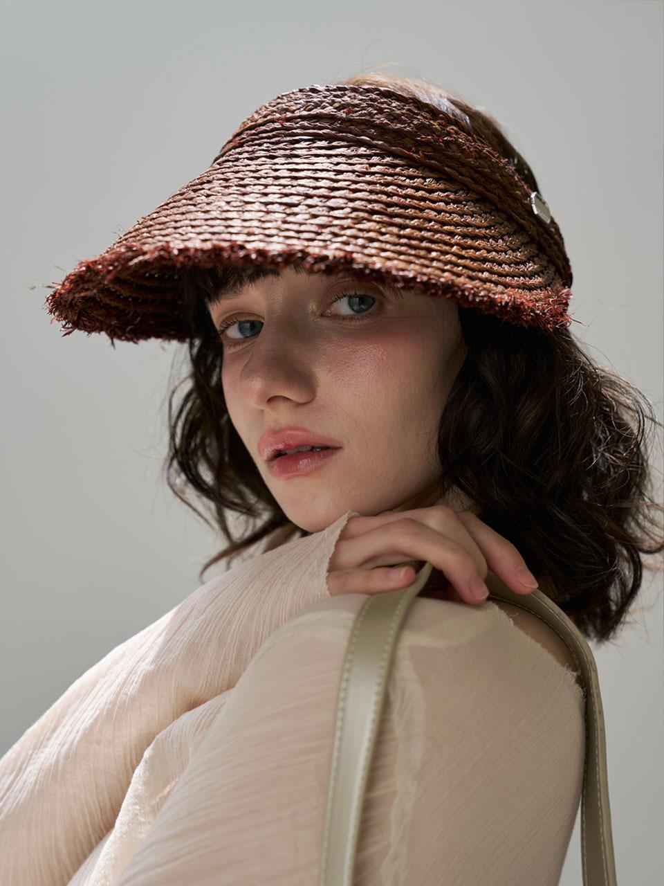 ACCLET Natural Rattan Braid Sun Visor (SV045BR) [BROWN]
