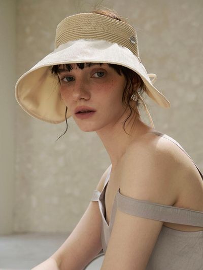 ACCLET Pattern Wide Brim Sun Cap [Ivory] (SV044IV)