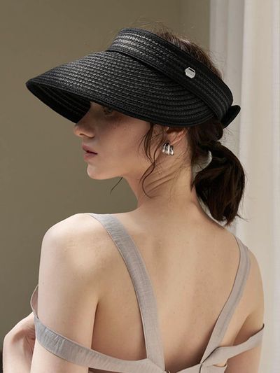 ACCLET Velcro Braid Straw Sun Visor [Black] (SV048BK)