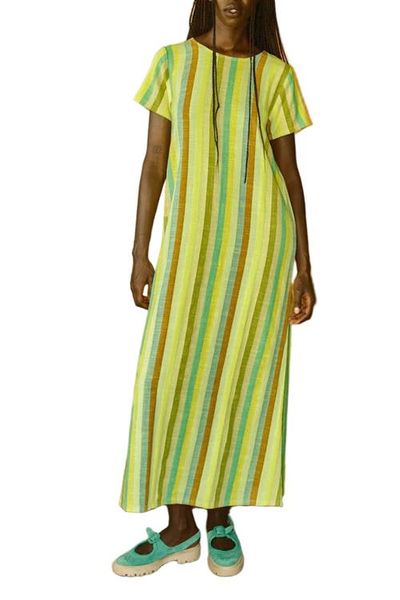 Ace & Jig Ace & Jig Mette Button Back Belted A-line Maxi Dress
