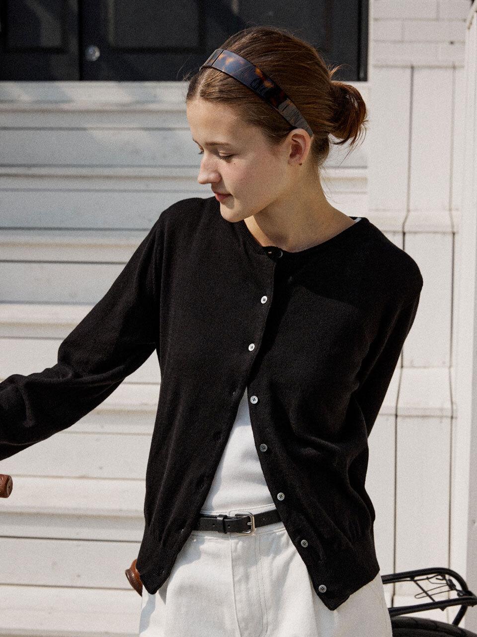 ACHIO Classic Cotton Cardigan [Black]