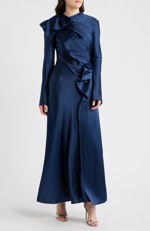 Acler Acler Ramwark Long Sleeve Satin Gown