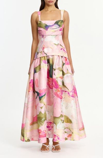 Acler Acler Reeve Floral Print Dupioni Gown
