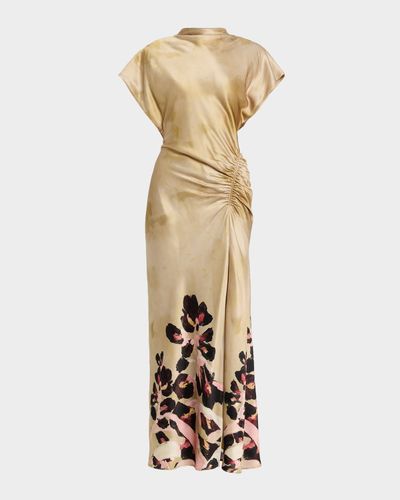 Acler Beckford Printed Satin Maxi Dress