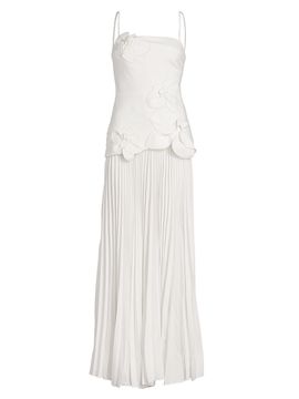 Acler Women's Forever Young Avision Floral Appliqué Pleated Maxi Dress