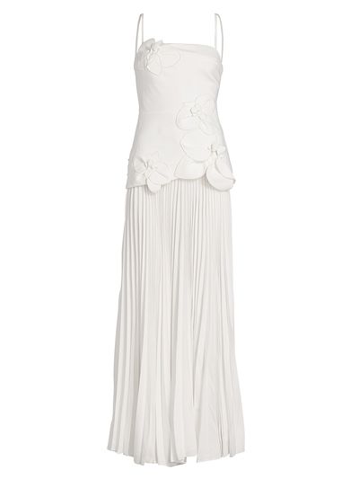 Acler Women's Forever Young Avision Floral Appliqué Pleated Maxi Dress