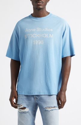 Acne Studios Acne Studios 1996 Logo Distressed Cotton & Hemp Graphic Tee