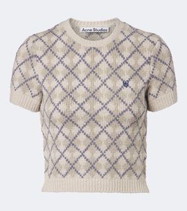 Acne Studios Acne Studios Argyle cotton-blend bouclé sweater