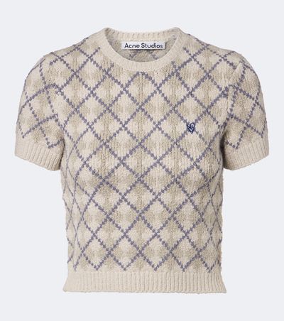 Acne Studios Acne Studios Argyle cotton-blend bouclé sweater
