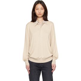Acne Studios Acne Studios Beige Layered Silk Knit Polo