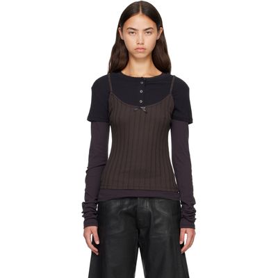 Acne Studios Acne Studios Black & Gray Layered Jersey Bow T-shirt