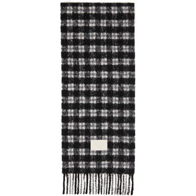 Acne Studios Acne Studios Black & White Checked Logo Scarf