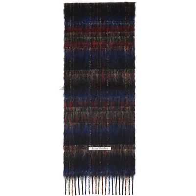 Acne Studios Acne Studios Black Check Fringed Scarf