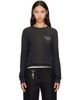 Acne Studios Acne Studios Black Distressed Logo Long Sleeve T-shirt - 1