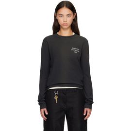 Acne Studios Acne Studios Black Distressed Logo Long Sleeve T-shirt