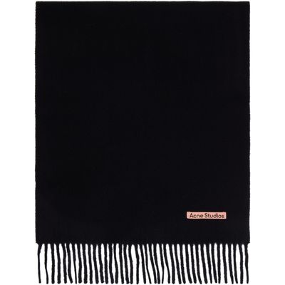 Acne Studios Acne Studios Black Fringed Wool Scarf