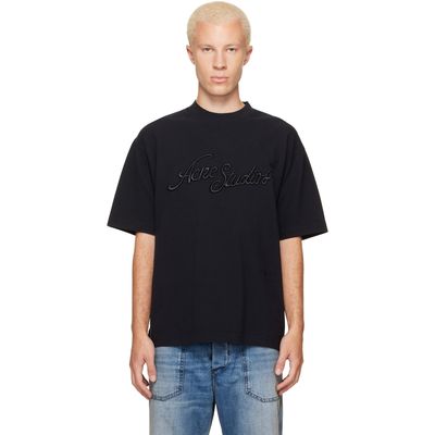 Acne Studios Acne Studios Black Piqué Logo T-shirt