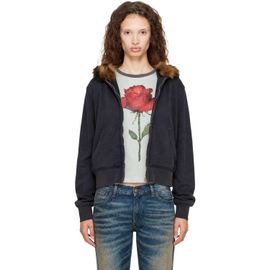 Acne Studios Acne Studios Black Shearling Zip Hoodie
