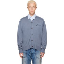Acne Studios Acne Studios Blue Silk V-Neck Cardigan