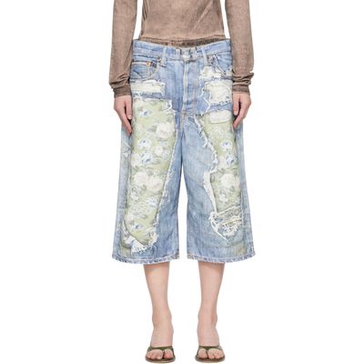 Acne Studios Acne Studios Blue Trompe-l’Oeil Denim Shorts