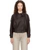 Acne Studios Acne Studios Brown Cropped Leather Jacket - 1