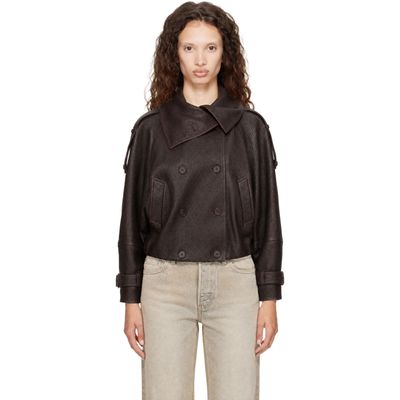 Acne Studios Acne Studios Brown Cropped Leather Jacket