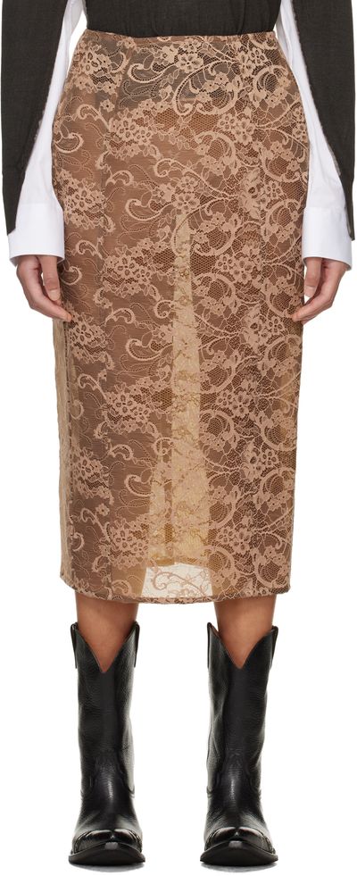 Acne Studios Acne Studios Brown Lace Midi Skirt