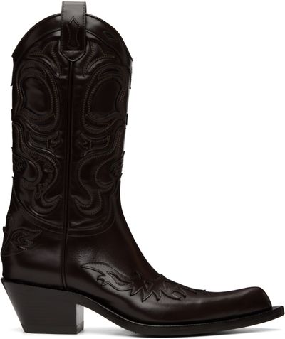 Acne Studios Acne Studios Brown Pointy Leather Cowboy Boots