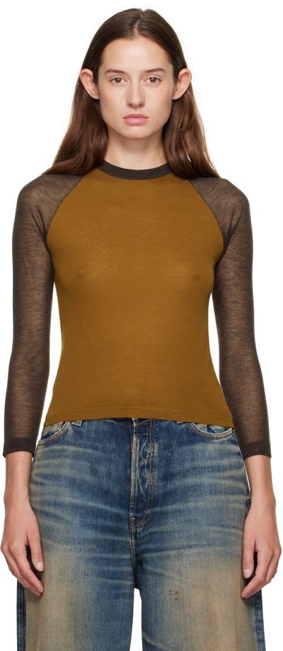 Acne Studios Acne Studios Brown Semi-Sheer T-shirt
