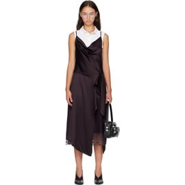 Acne Studios Acne Studios Brown Shiny Satin Slip Midi Dress