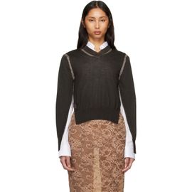 Acne Studios Acne Studios Brown Wrinkled V-Neck Sweater