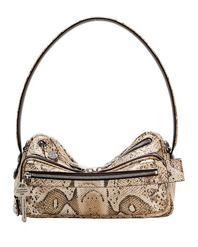 Acne Studios Acne Studios Camero Snake Embossed Leather Shoulder Bag