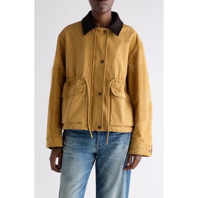 Acne Studios Canvas Work Jacket With Leather Collar
