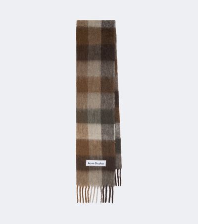 Acne Studios Acne Studios Checked fringed alpaca and wool-blend scarf
