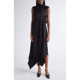 Acne Studios Acne Studios Dale Attached Scarf Asymmetric Satin Dress