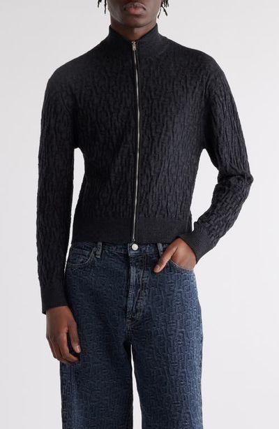 Acne Studios Acne Studios Debossed Zip-Up Wool Cardigan