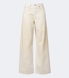 Acne Studios Acne Studios Distressed leather-trimmed wide-leg jeans