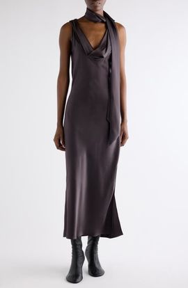 Acne Studios Acne Studios Dotti Cowl Neck Silk Satin Scarf Slipdress