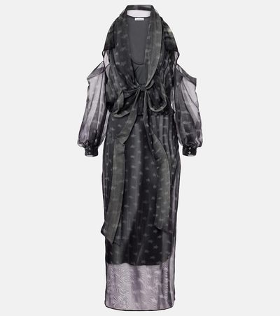 Acne Studios Acne Studios Draped printed sheer jersey midi dress