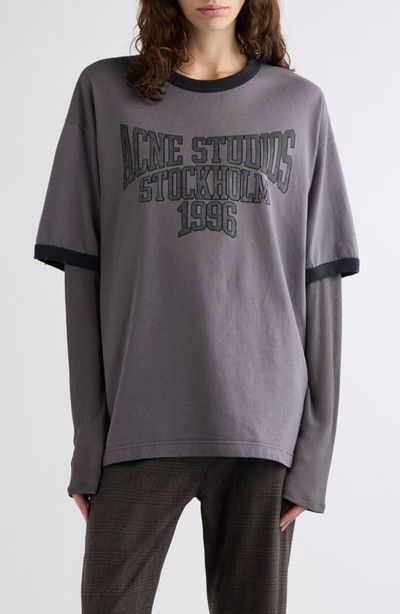 Acne Studios Acne Studios Edra Layered Oversize College Logo Graphic T-Shirt