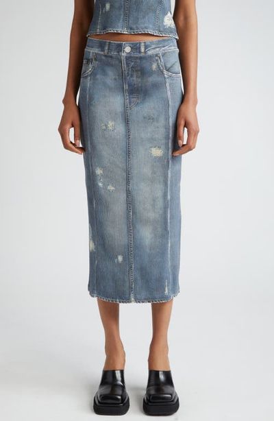 Acne Studios Acne Studios Etty Denim Trompe l'Oeil Cotton Midi Skirt
